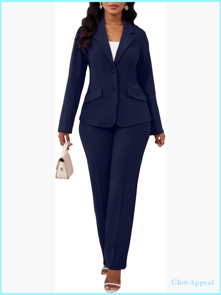 2 Piece Blazer Pants Set Business Casual Suit Dressy Long Sleeve